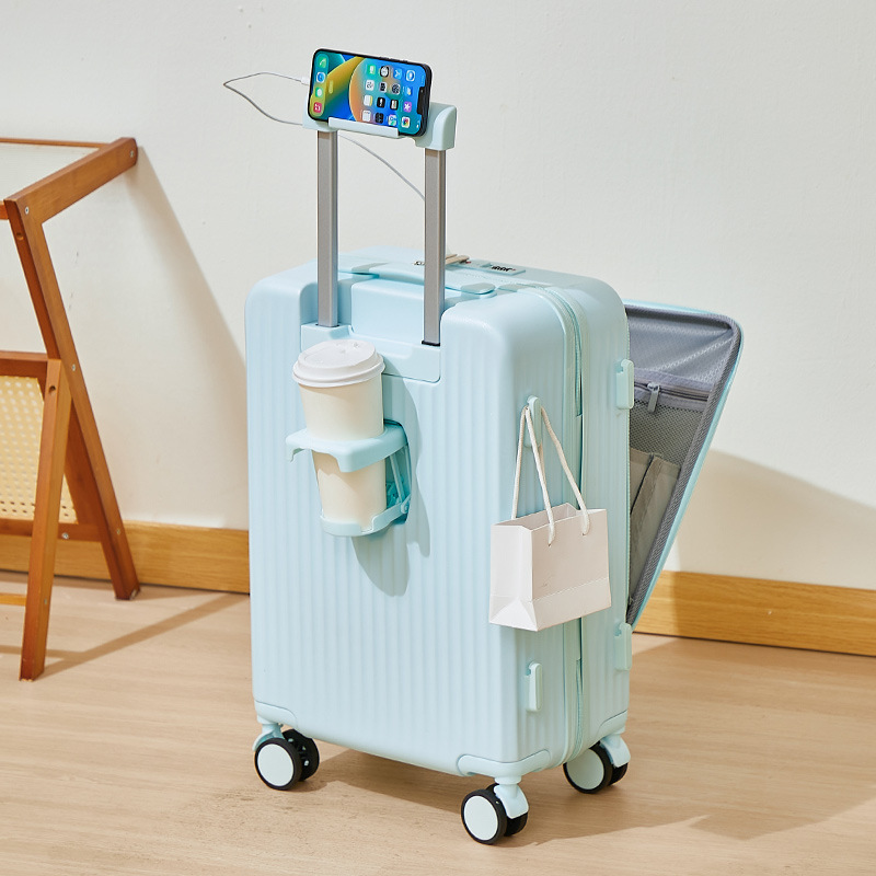 新款前开盖行26拉杆箱多功能大容量密码箱结实耐用