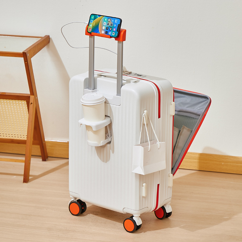 新款前开盖行26拉杆箱多功能大容量密码箱结实耐用