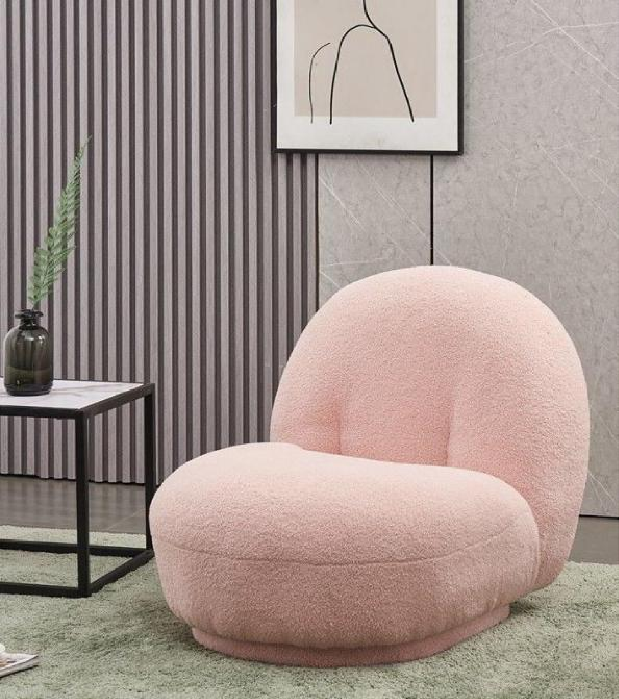 Nordic cashmere design light luxury single fat sofa
