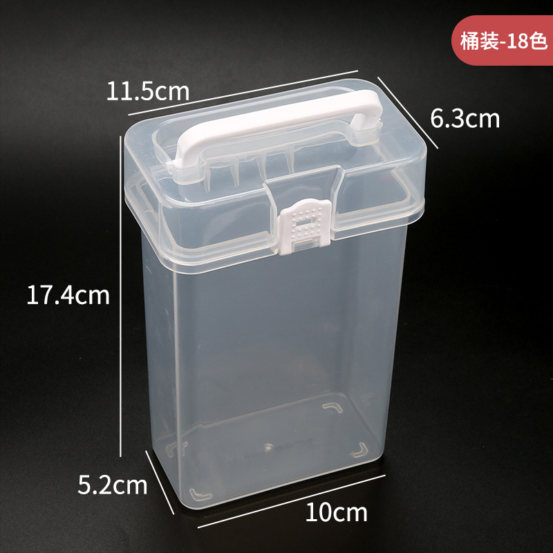 现货 工厂白色马克笔收纳桶48色透明笔桶功能手提塑料文具盒批发