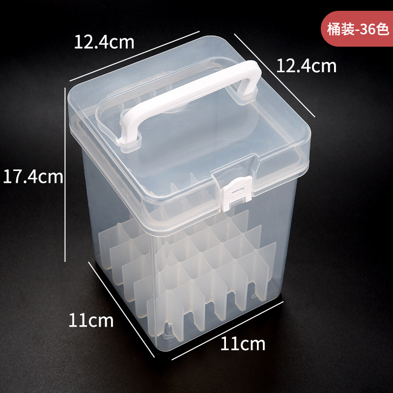 现货 工厂白色马克笔收纳桶48色透明笔桶功能手提塑料文具盒批发