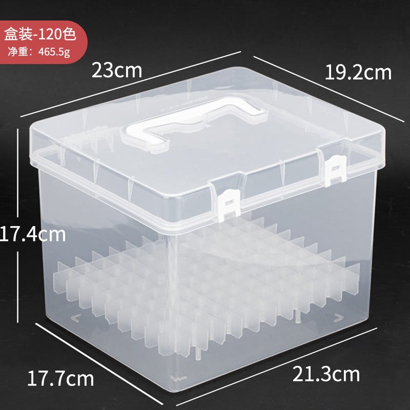 现货 工厂白色马克笔收纳桶48色透明笔桶功能手提塑料文具盒批发