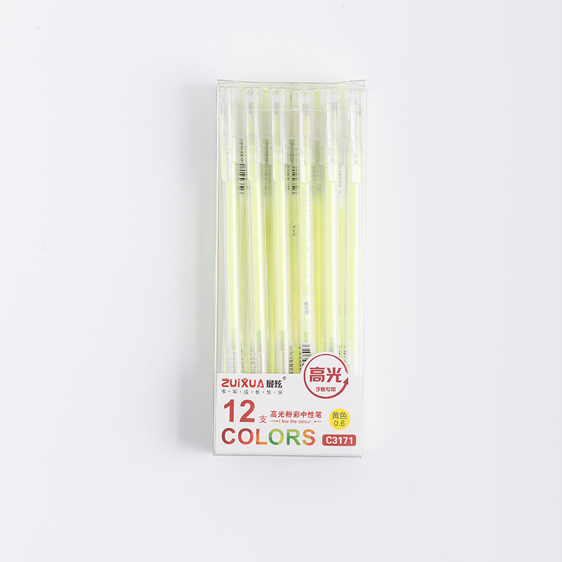 工厂 高光粉彩笔大容量针管水粉笔糖果色中性笔0.5mm手账高光笔