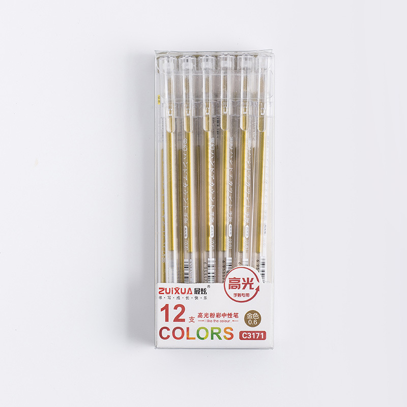 工厂 高光粉彩笔大容量针管水粉笔糖果色中性笔0.5mm手账高光笔