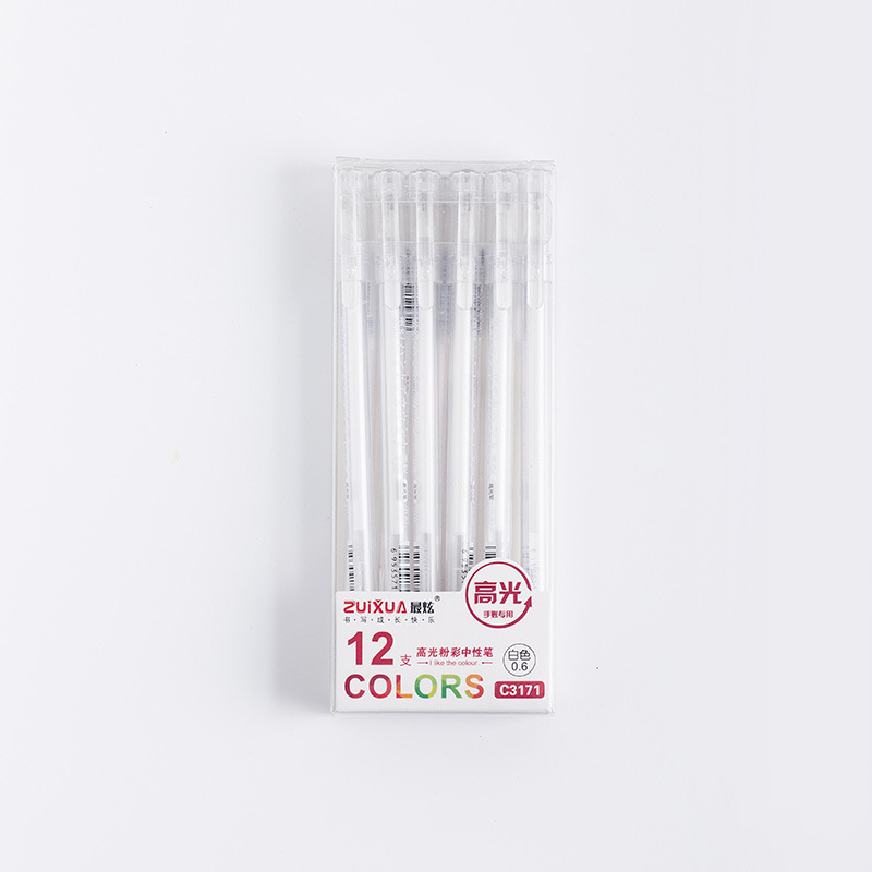 工厂 高光粉彩笔大容量针管水粉笔糖果色中性笔0.5mm手账高光笔