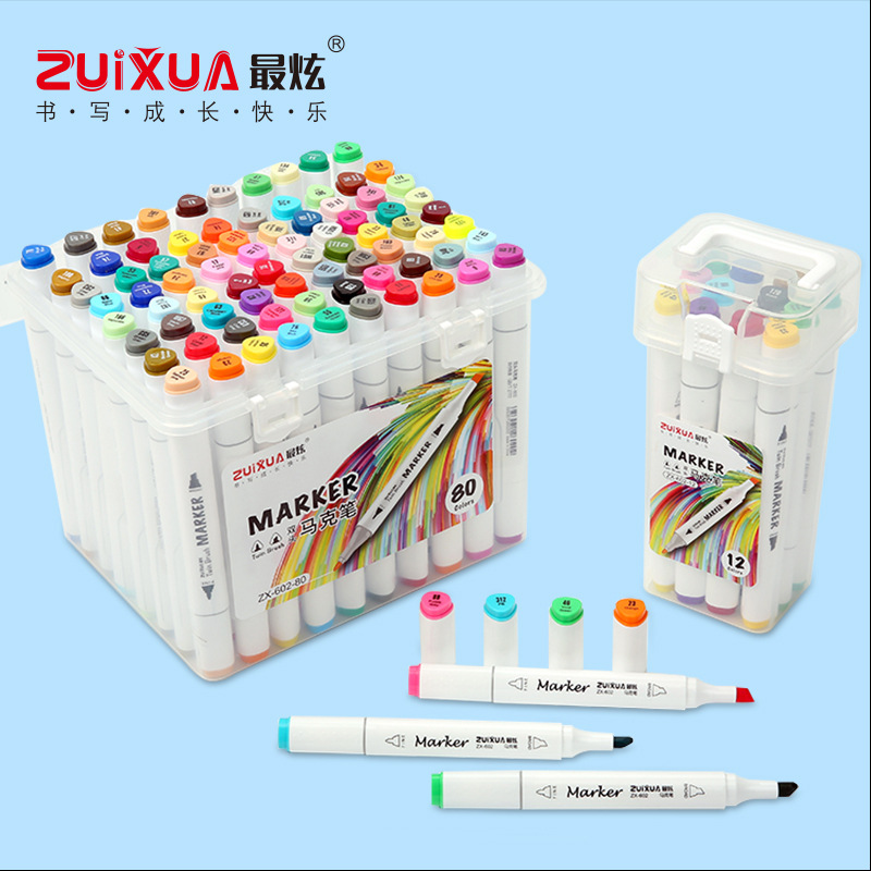 Spot Alcoholic 48 Color Marking Pen Set 80 Color Line Marking Pen Anime Double End Oil Marking Pen Color