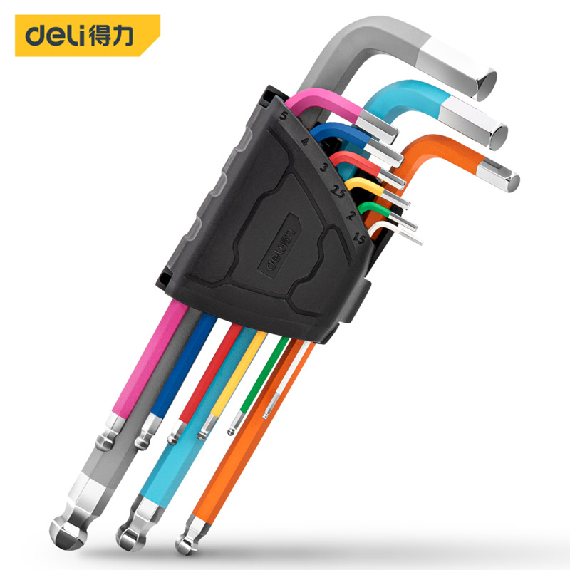 得力工具内六角扳手套装黑色平头单个组合六棱五金多功能螺丝刀