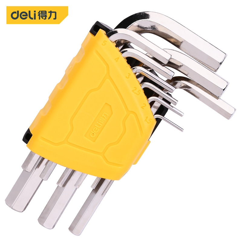 得力工具内六角扳手套装黑色平头单个组合六棱五金多功能螺丝刀