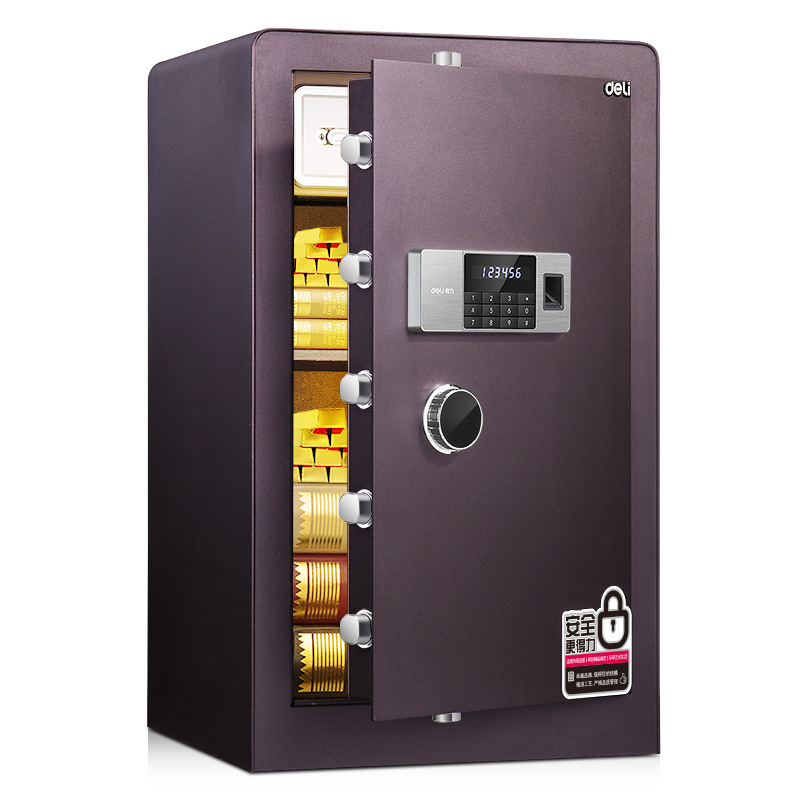Deli 4105 fingerprint password safe deposit box, household cabinet type small office thickened anti-theft deposit box