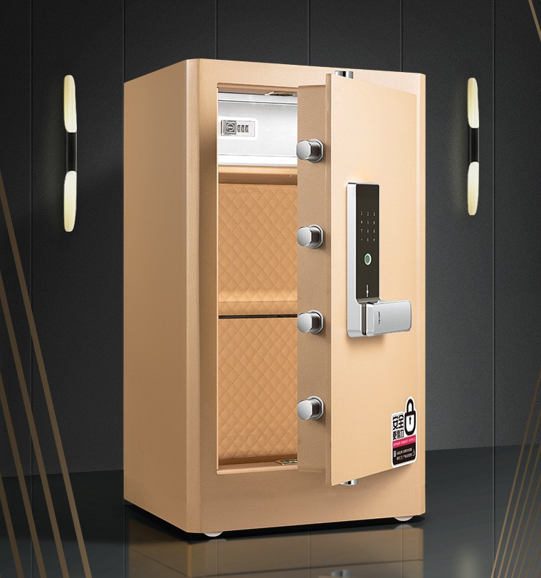 得力4118G指纹密码保险柜保险箱保管箱H810黑色金色家用商用办公