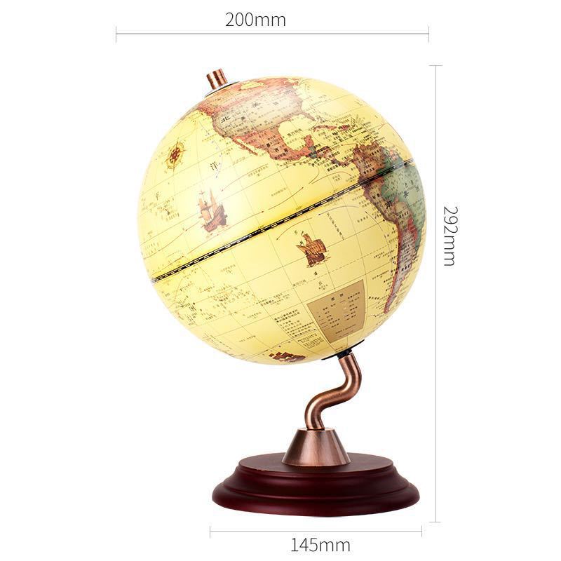 得力教学复古地球仪金属底座 学生用仿古地球仪书房高清摆件