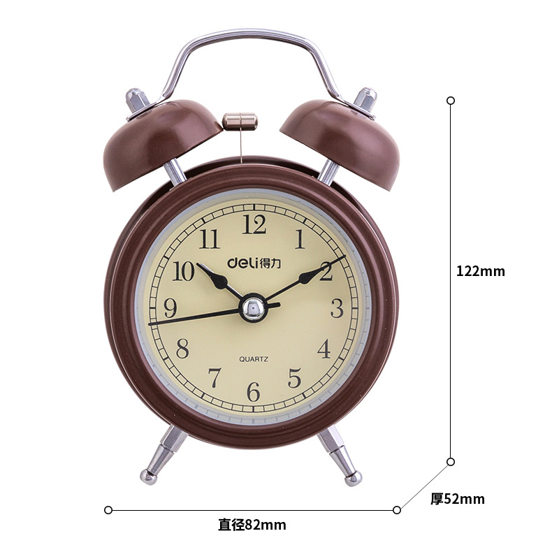 Deli Stationery 9028 Alarm Clock High end Fashion Simple Student Wake up Double Bell Alarm Desktop Silent Electronic Clock
