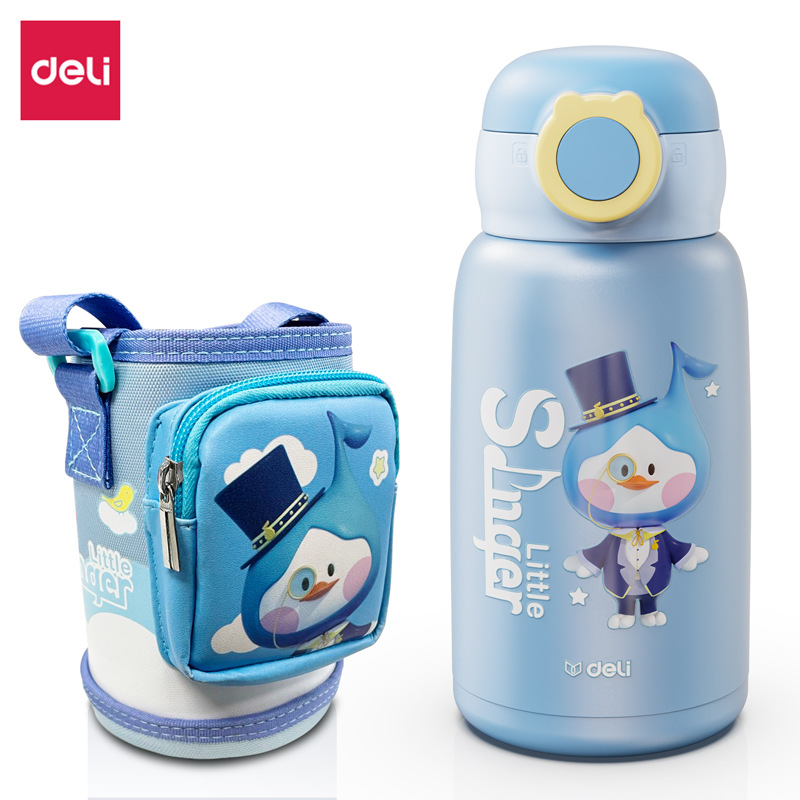 Deli LL608 Children's Multi Lid Insulated Cup Gift Box Set Blue/Pink/Green 316 Stainless Steel Cup Student Gift