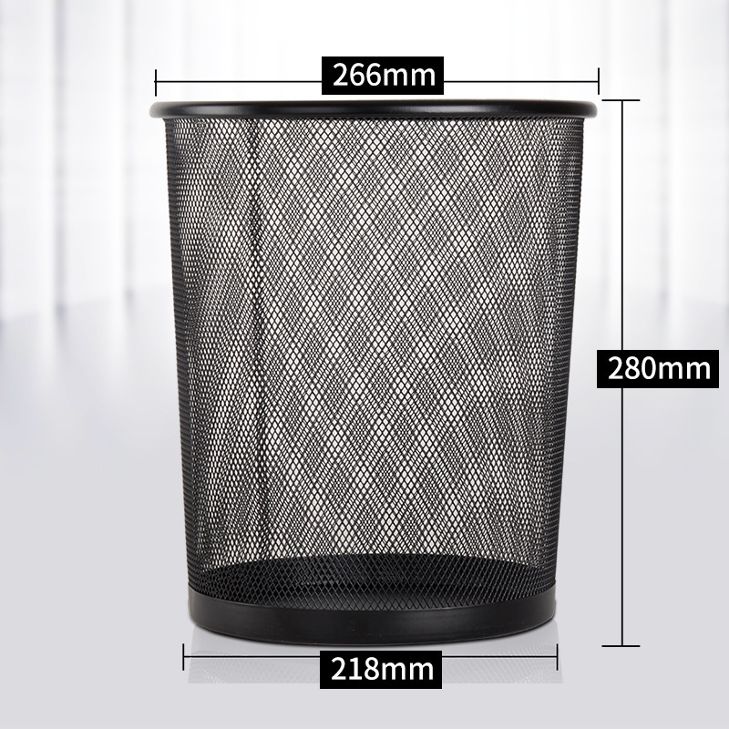 得力家用办公室厨房客厅卫生间金属拉圾桶大号无盖清洁桶塑料纸篓