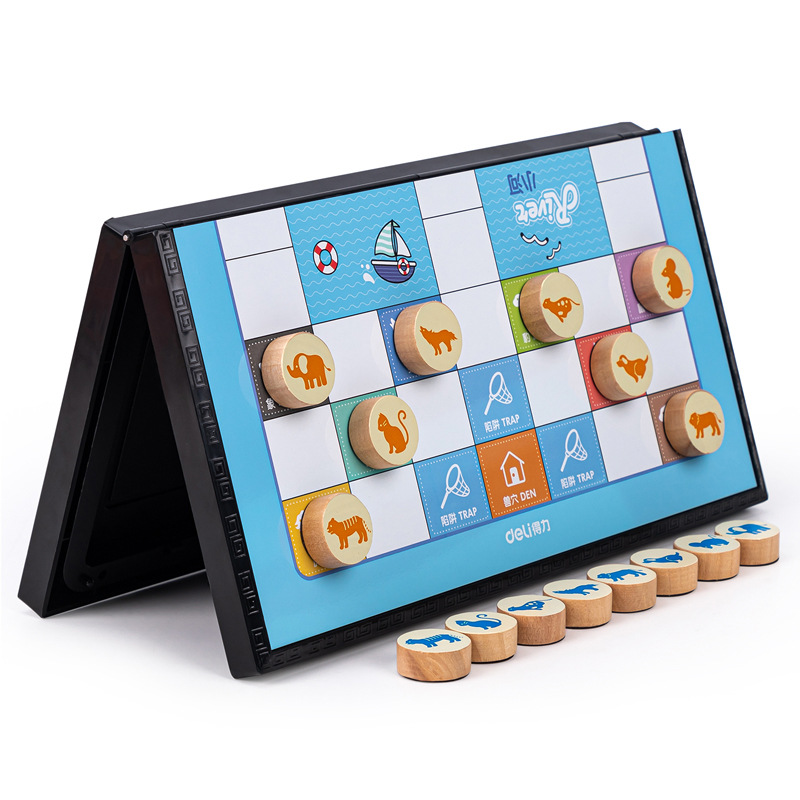 得力6757磁性斗兽棋 折叠便携式游戏棋儿童小学生亲子游戏动物棋