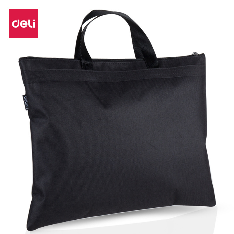 Deli 5840 tote bag, large capacity A4 file information, zipper bag, men's and women's canvas tote bag, storage bag