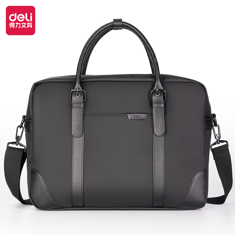 得力BG103-09公文包商务双背带拼接式斜跨休闲电脑包文件包出差包
