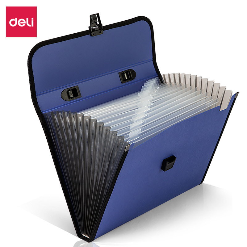得力A4风琴包5232办公手提包13格文件夹资料收纳袋学生试卷夹