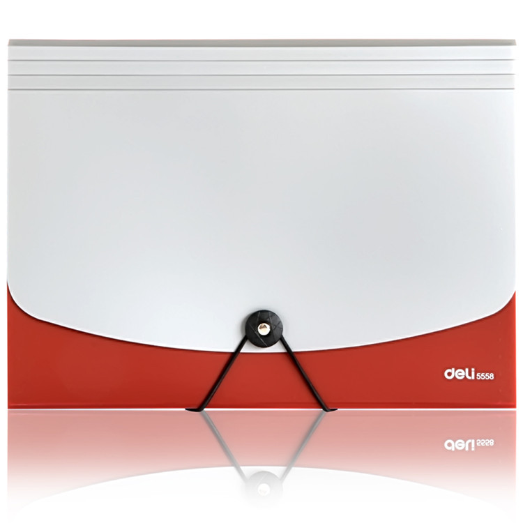 得力 5558 风琴包 飞盘扣式双色风琴包 文件包