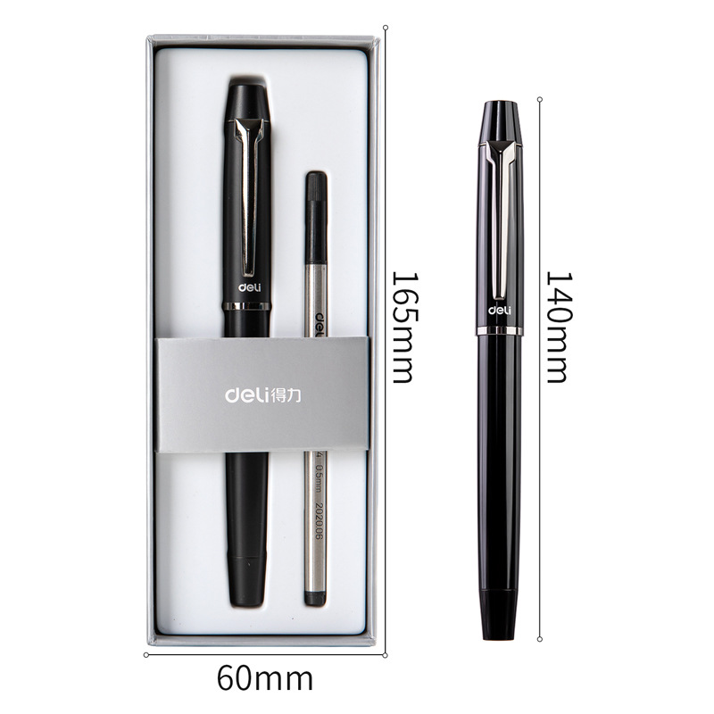 Deli S153 Baozhu Pen Metal Pen Holder Neutral Pen Black Water Pen Business Signature Pen Wholesale for Learning and Office Use