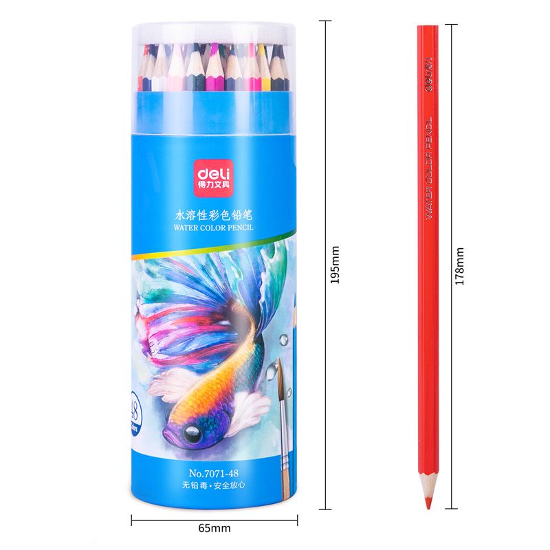 得力彩色铅笔学生儿童绘画涂鸦填色彩铅桶装日常手绘速写漫画制作