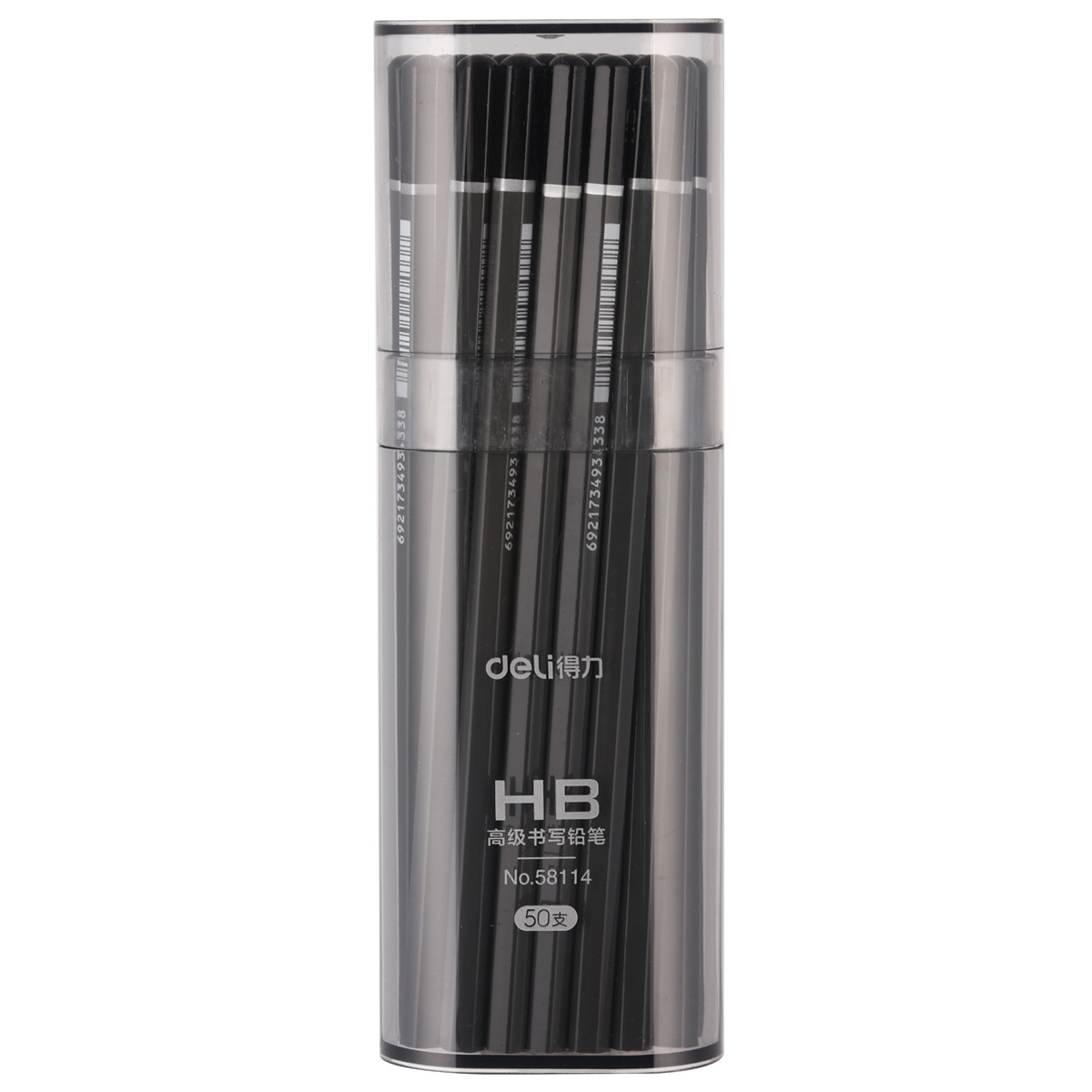 得力 58114桶装50支HB石墨书写素描画画写字椴木铅笔