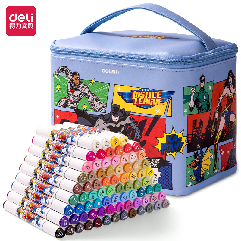 得力HM100-30/40/60/80马克笔正义联盟卡通学生绘画涂鸦水彩笔