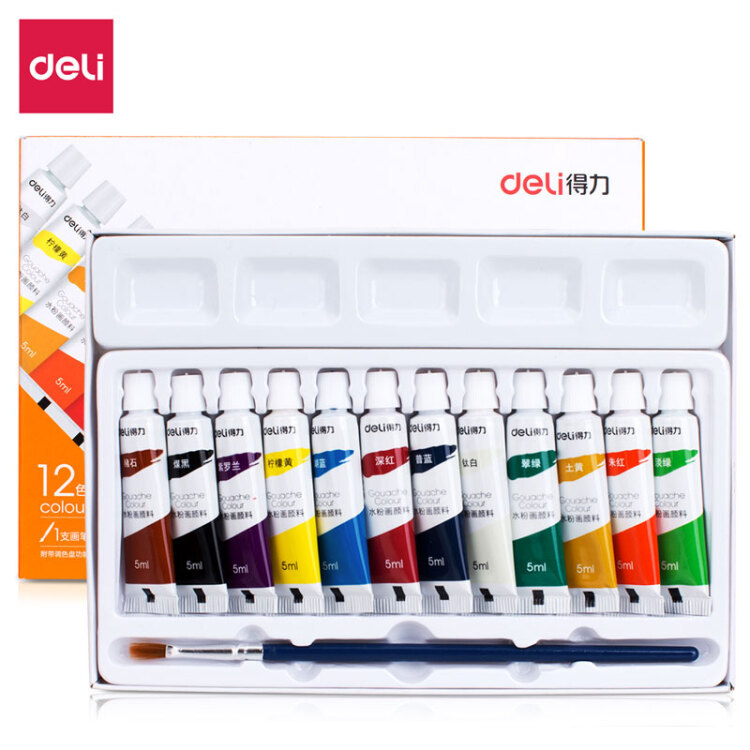 Deli 12/18/24 color 5ml student art specialized entry-level gouache painting pigments gouache pigments