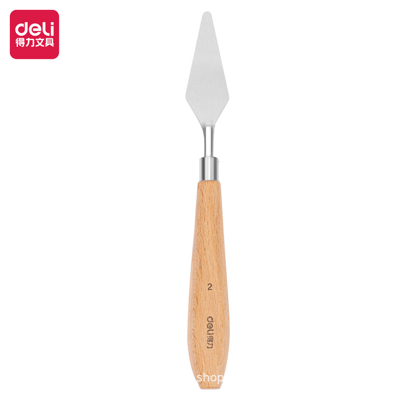 deli得力73902油画刀美术刮刀绘画尖头平头可选油画用不锈钢刀头