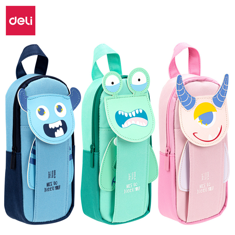 得力笔袋儿童学生文具盒竖款立式铅笔袋大容量可动笔袋3D立体笔袋