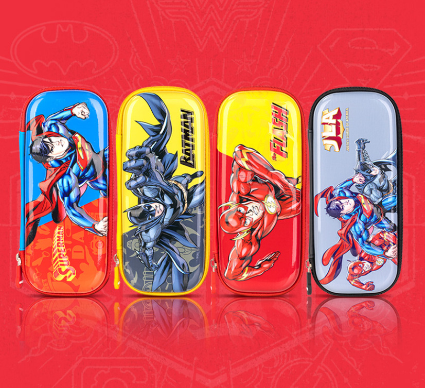 得力DC正义联盟3D立体笔袋小学生用大容量卡通防水EVA文具盒男孩