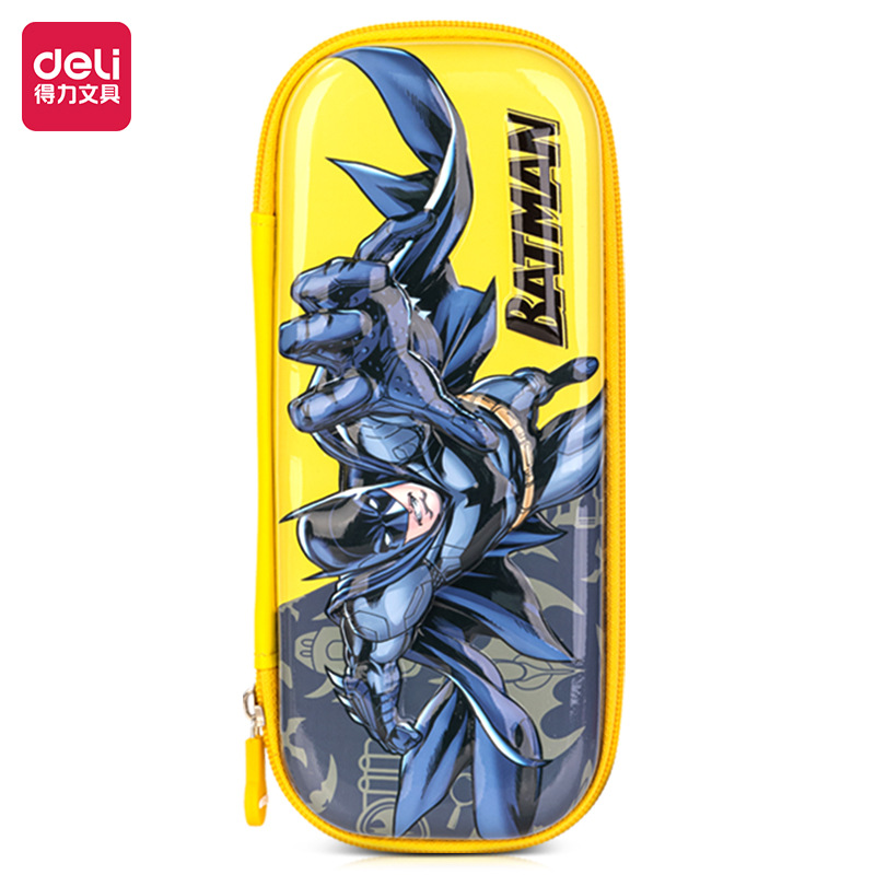 得力DC正义联盟3D立体笔袋小学生用大容量卡通防水EVA文具盒男孩
