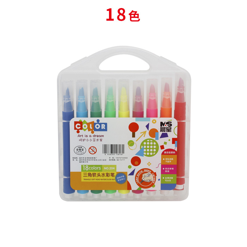 12 color triangular soft head watercolor pen washable 24 color children's painting non dirty hand graffiti pen environmentally friendly 36 color wholesale