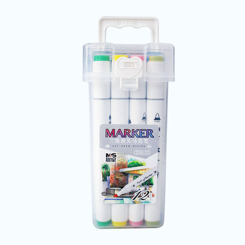 60色马克笔收纳盒三角双头彩色学生手绘绘画笔48色速干36美术用品