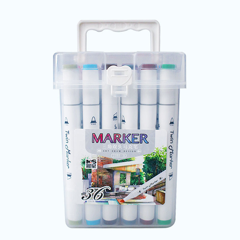 60色马克笔收纳盒三角双头彩色学生手绘绘画笔48色速干36美术用品