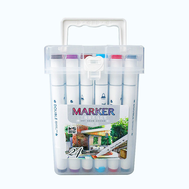 60色马克笔收纳盒三角双头彩色学生手绘绘画笔48色速干36美术用品