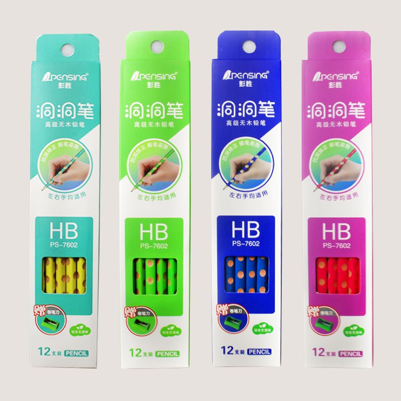 彭胜洞洞铅笔HB小学生三角杆写字正姿洞洞笔一件代发包邮学习用品