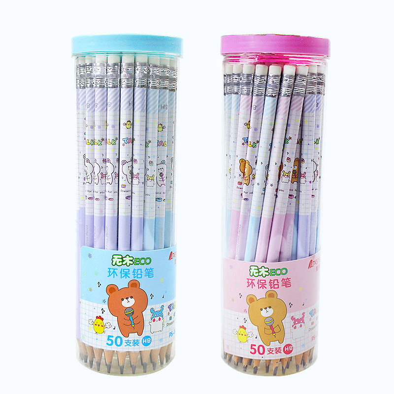 Peng Sheng 50 Barreled HB Pencil with Rubber for Primary School Students, Writing Pen, Hexagonal Rod, Triangle Rod, First Grade