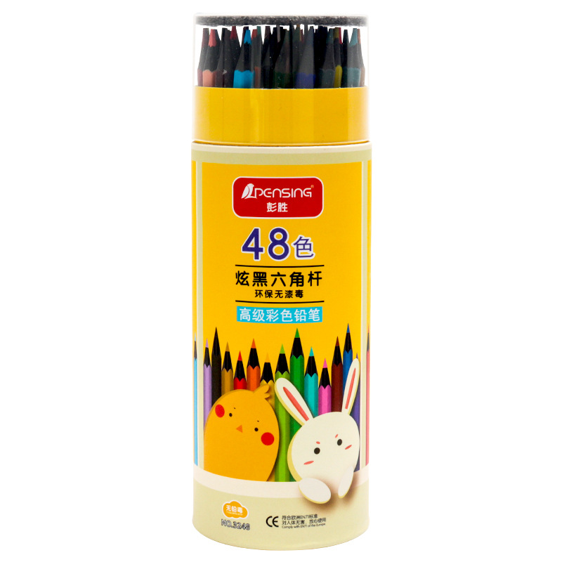 12色卡通动物彩铅48笔学生绘画文具彩色铅笔多色环保油性彩铅厂家