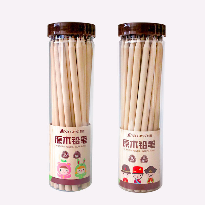 30支原木色三角杆50支桶装铅笔hb写字电商爆款厂家批发学生用品