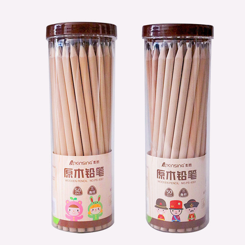 30支原木色三角杆50支桶装铅笔hb写字电商爆款厂家批发学生用品