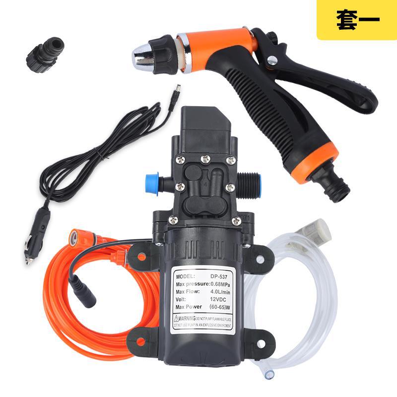 跨境车载洗车器12v水泵高压洗车清洁器迷你便携式自吸电动车