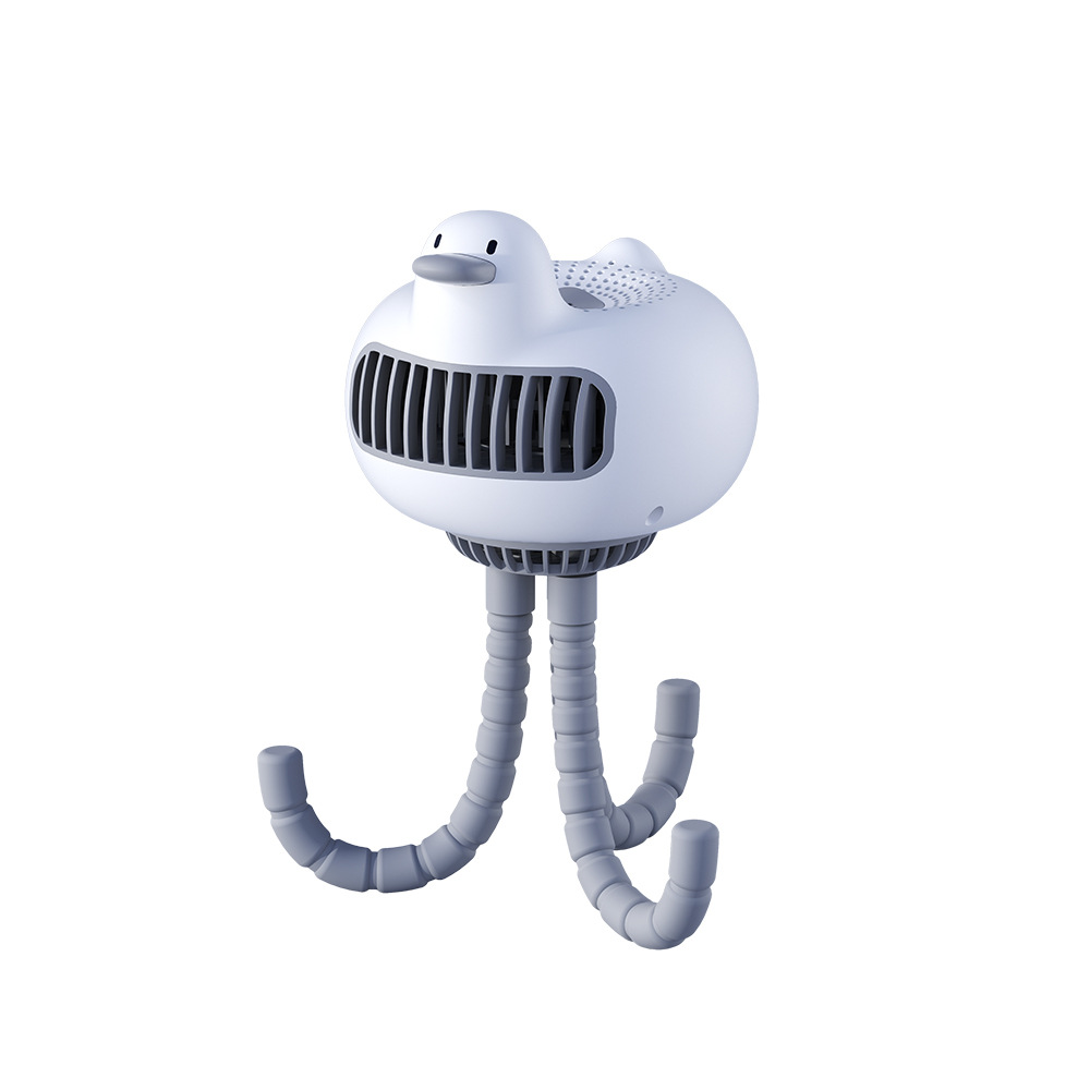 新款婴儿车风扇 吹风鸭无叶八爪鱼风扇桌面手持小风扇USB充电风扇