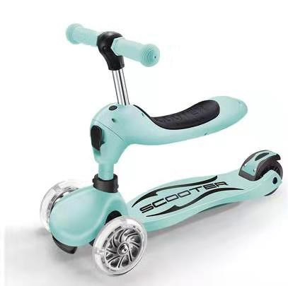 Scooter Children's Three in One Scooter Multi functional Flash Three Wheel 1-3-6-9 Year Old Baby Seat Skater