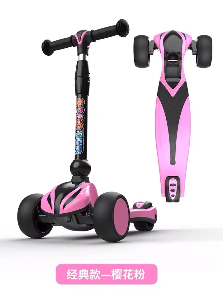 外贸scooter儿童滑板车3-6岁闪光大三轮免安装溜溜踏板车加工定制