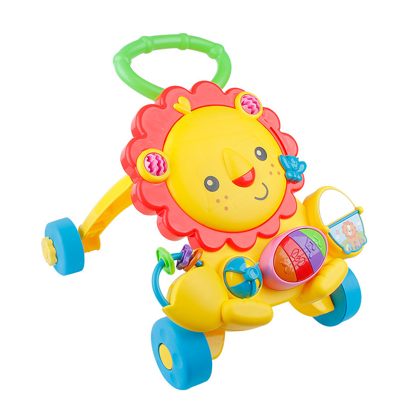 Baby stroller, children's lion stroller, toy, baby multifunctional anti slip lion stroller with lighting and music