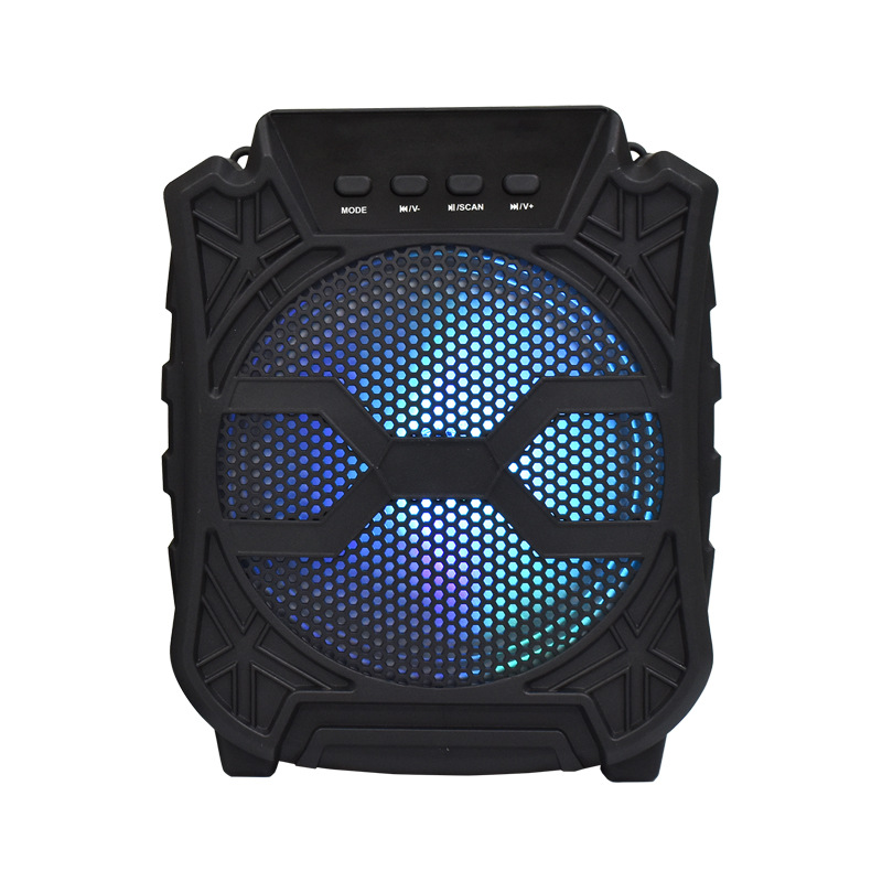 Portable outdoor Bluetooth audio card with microphone, karaoke subwoofer, radio, colorful speaker, square dance
