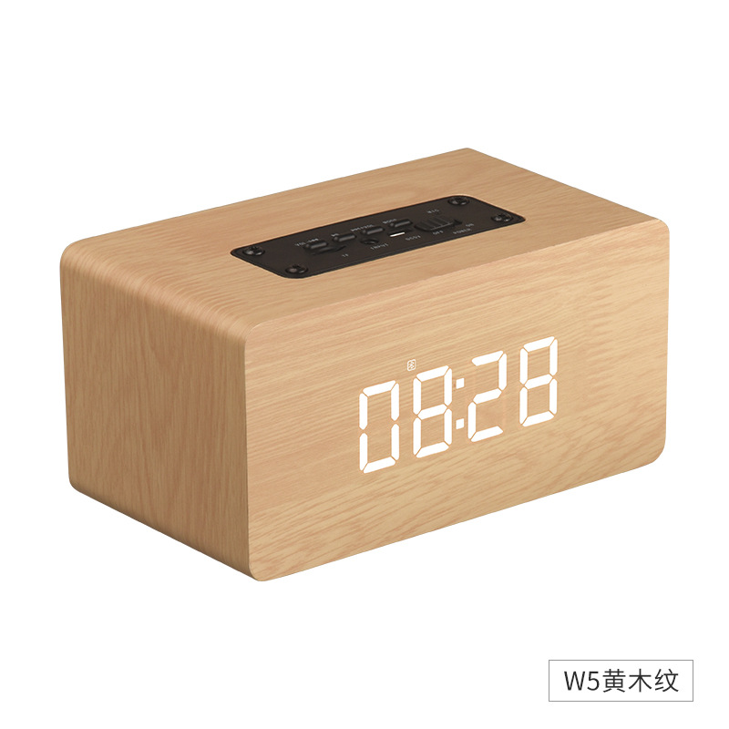 新款无线蓝牙音箱迷你插卡时钟木质低音炮便携式家庭音响工厂