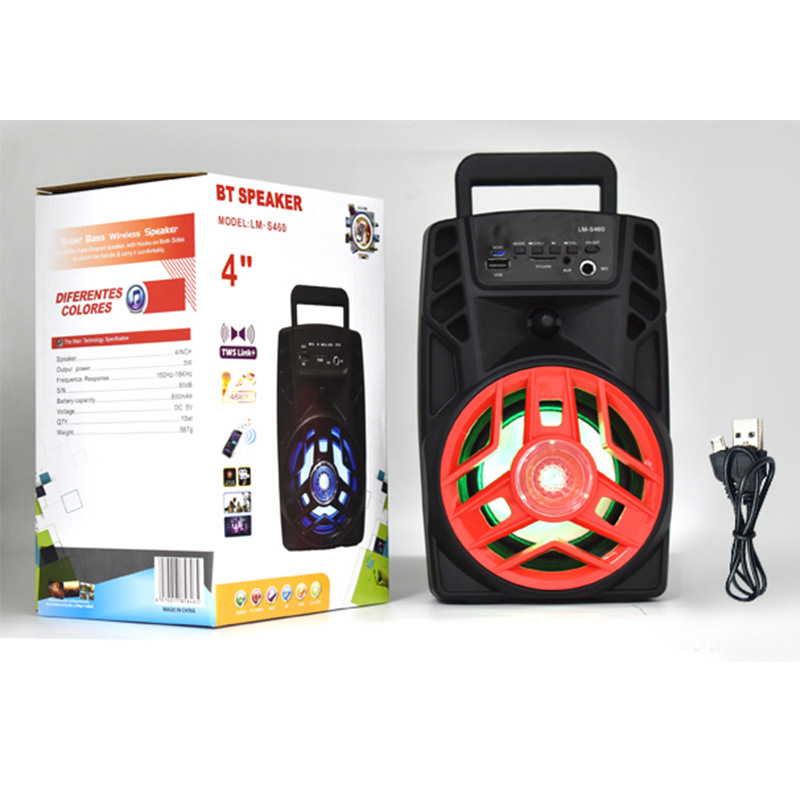 户外广场舞便携式蓝牙音响插卡k歌七彩夜灯音箱收音机工厂批发