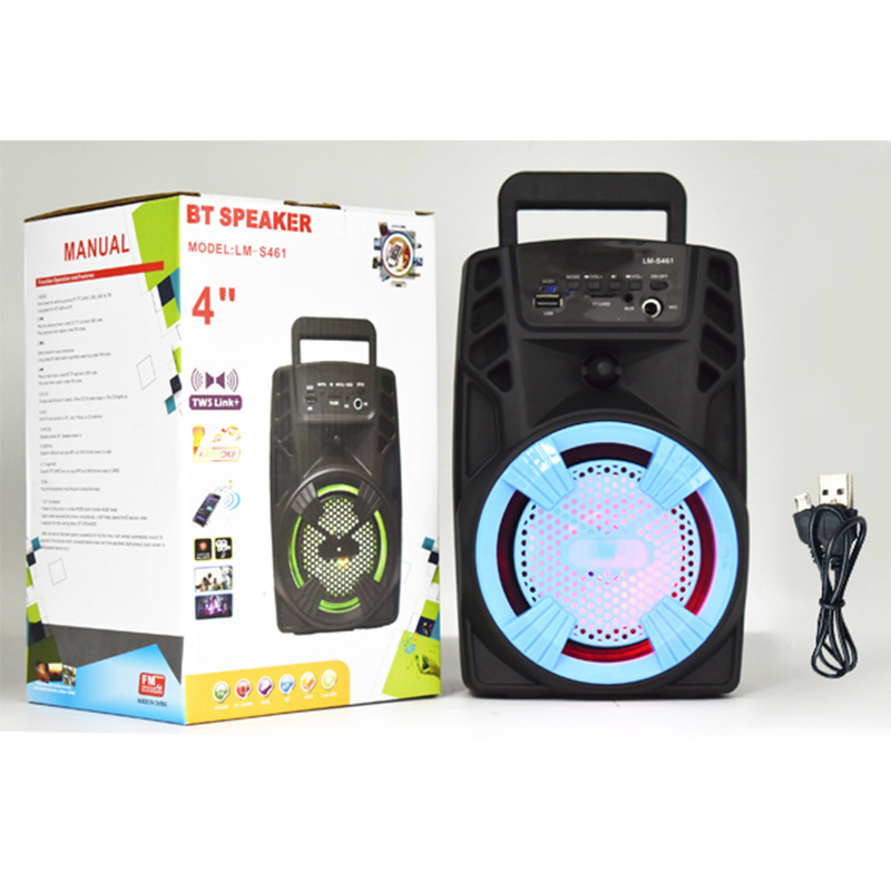 户外广场舞便携式蓝牙音响插卡k歌七彩夜灯音箱收音机工厂批发